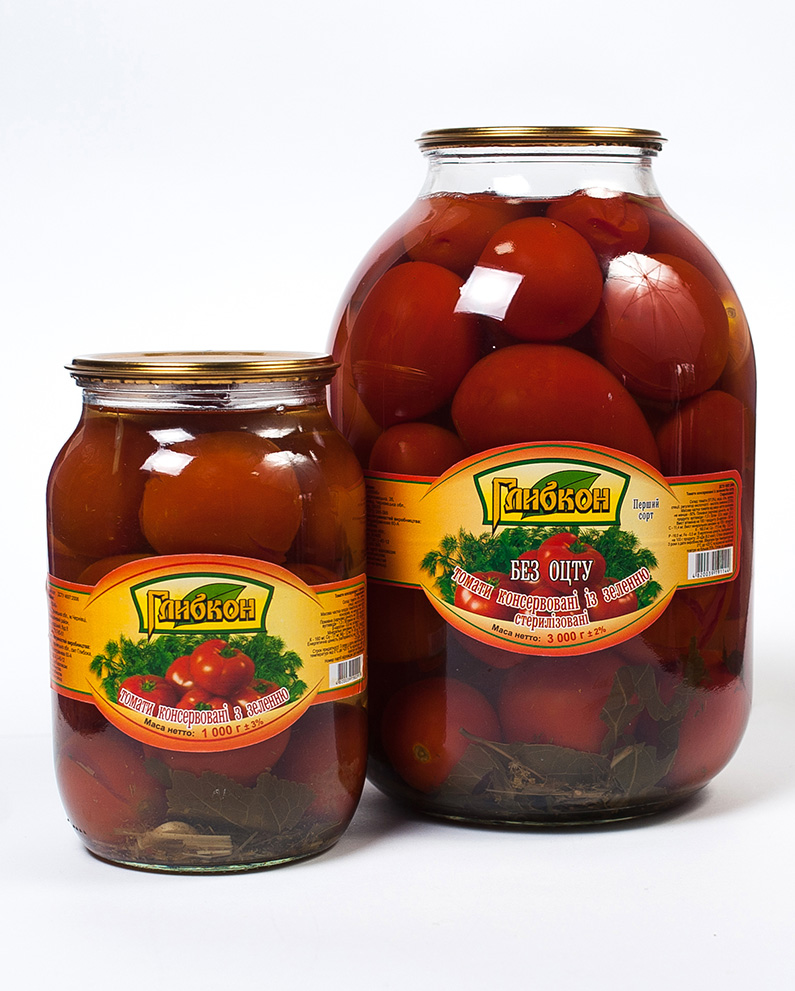 Томати консервовані Глибкон без оцту 1000г